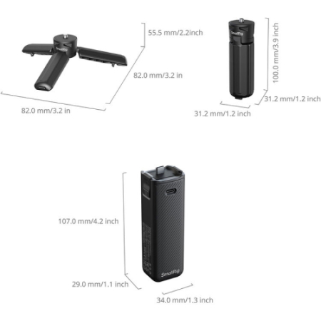 SmallRig 6713 - uchwyt powerbank z mini statywem do DJI Osmo Pocket 3 / 4 / 4P - wymiary